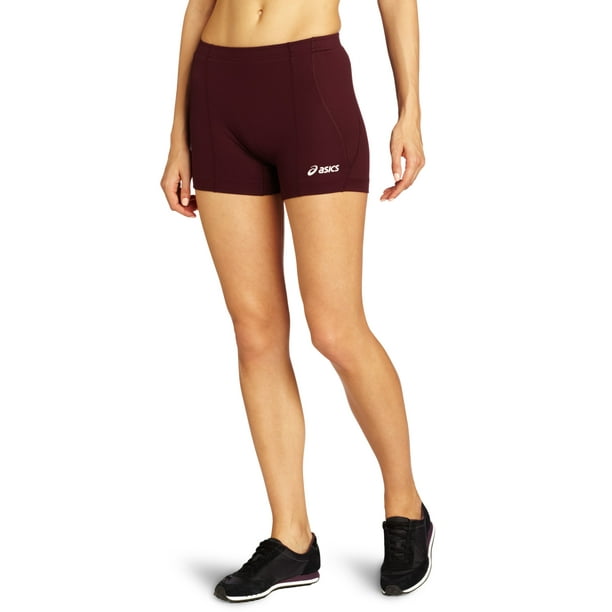 ASICS Women's Baseline Volleyball Shorts, Maroon, X-Small 