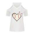thumbnail image 4 of Hauts d'Été Grande Taille pour Femmes Mode Décontractée Col en V Blouse Imprimée Manches Courtes Épaules Dénudées T-Shirt Hauts d'Été Col en V T-Shirt Femmes en Solde, 4 of 8
