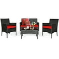thumbnail image 6 of Patiojoy 8-Piece Rattan Patio Conversation Set Cushioned Sofa with Coffee Table Red, 6 of 6