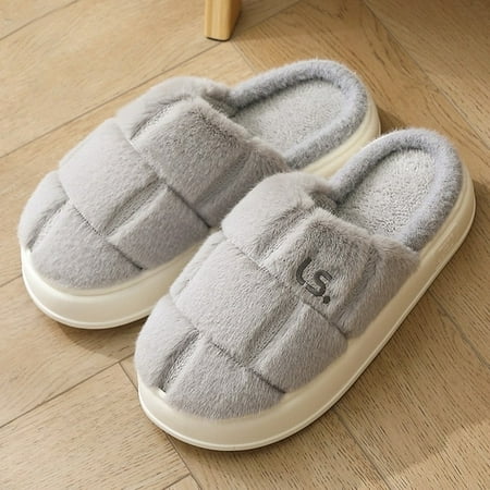 

PIKADINGNIS Luxury Fuzzy Home Slippers Women Winter Platform Shoes Slides Thick Fur Warm Plush Slippe Indoor Outdoor Fluffy Lazy Household