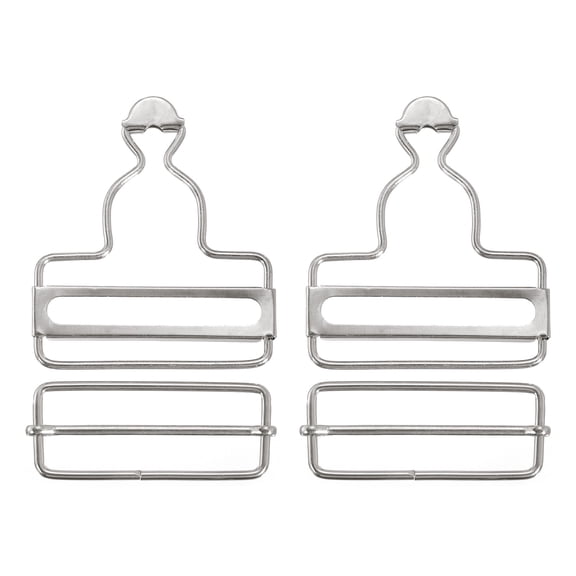 Overall Buckles 2 Sets Metal Suspender Replacement Buckles 50mm Silver Tone