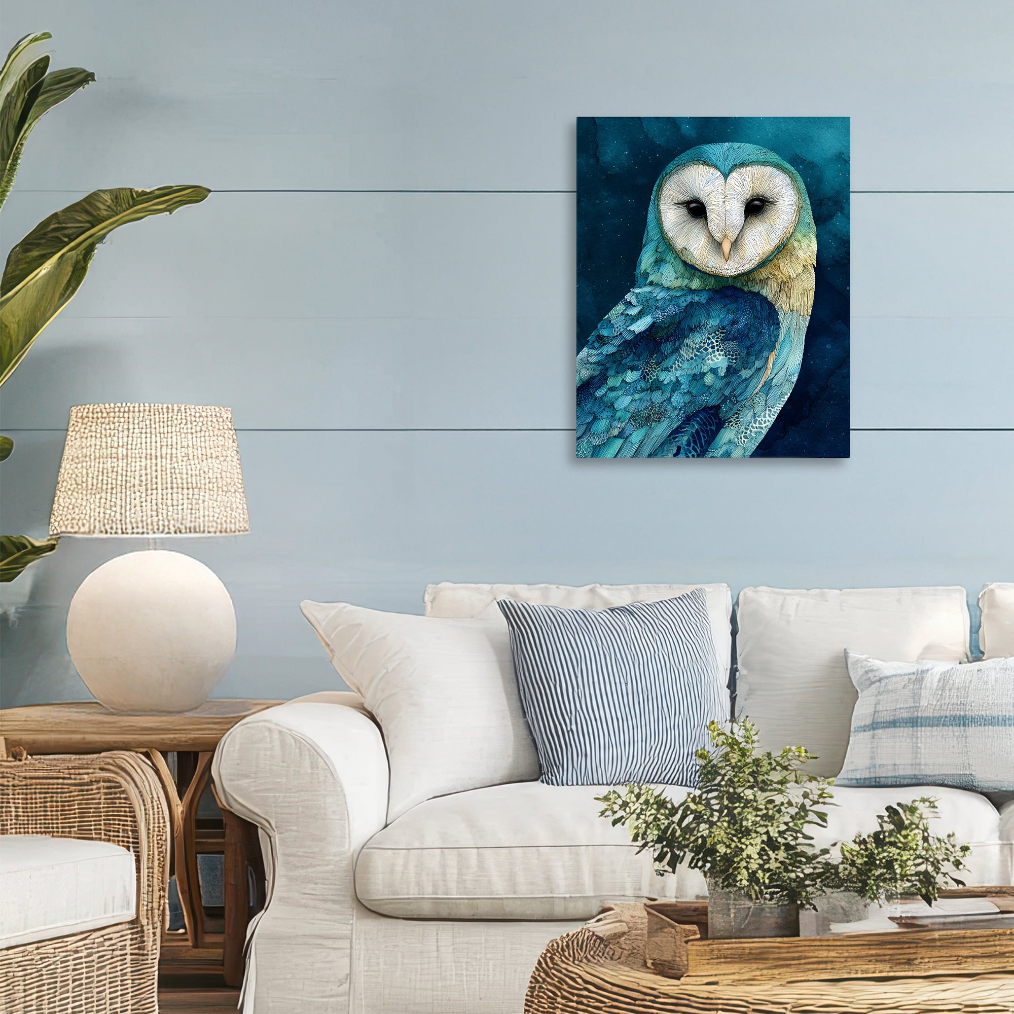 Stupell Industries Cerulean Blue Owl Canvas Wall Art, design by Franklyn Gregory