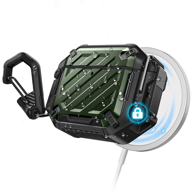 Funda SUPCASE para AirPods 4 con candado y mosquetón impermeable