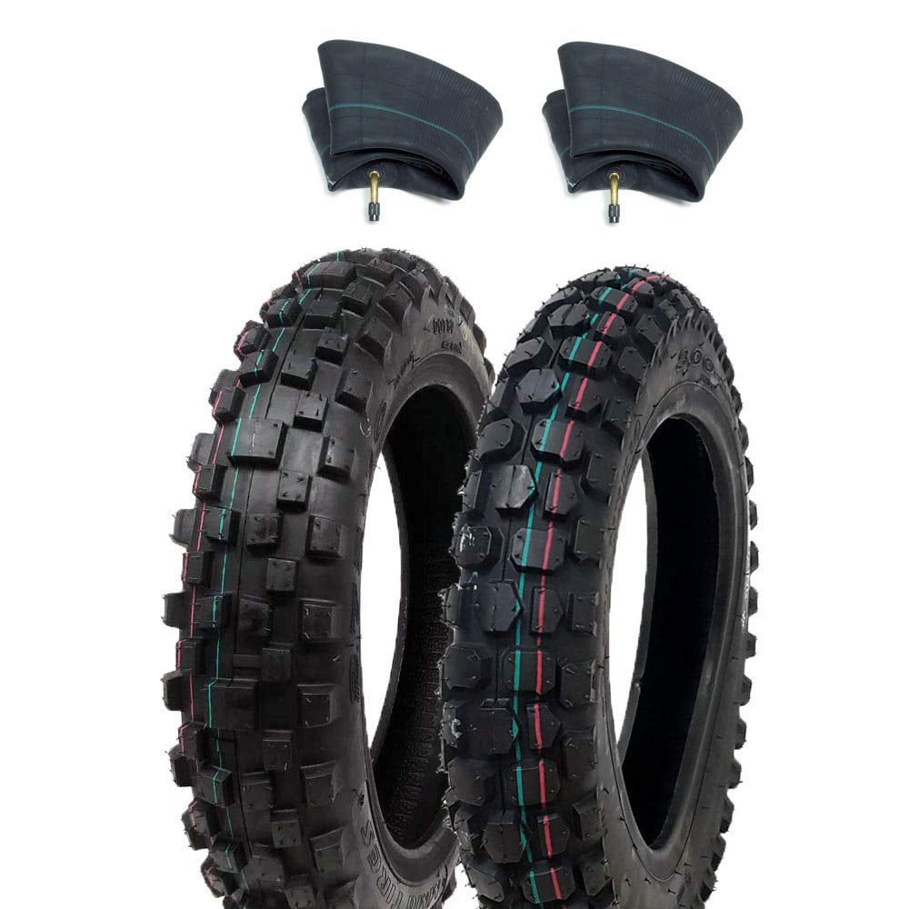 Rim 10 PRO CAKEN Set of Two: Knobby Tires 2.50-10 Matching Inner Tubes TR6 Front/Rear Tube Type Off Road Motocross Pattern 