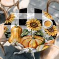 thumbnail image 2 of Orange Pumpkin Fall Round Tablecloth, Fitted Table Cover with Elastic for 45"-54" Round Tables, Thanksgiving Sunflower Black Checked Table Cloth Outdoor Indoor Dinning Party Waterproof Tablecloths, 2 of 7