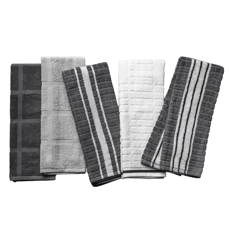 Thyme & Table Cotton Kitchen Towels, 5-Pack Gray & White photo 1