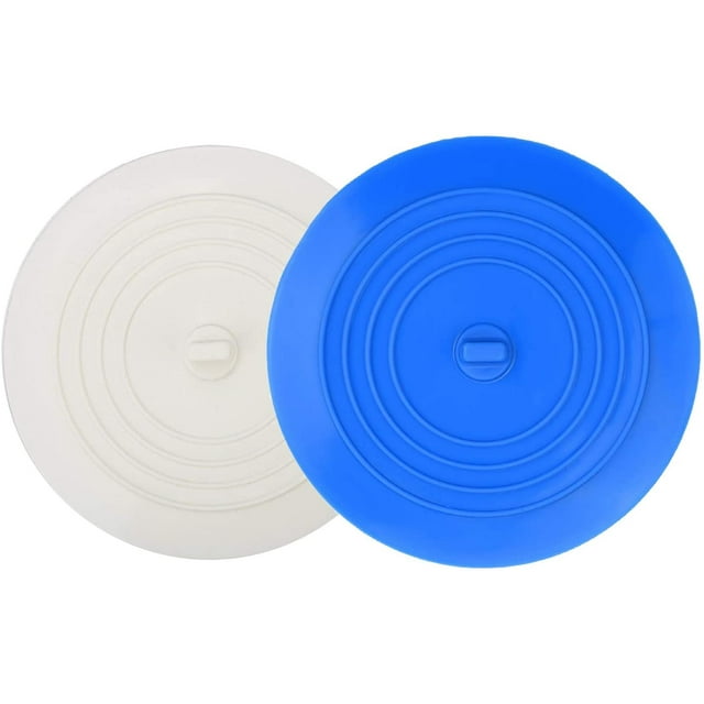 Tub Stopper 2 Pack, 6 Inches Large Silicone Drain Plug Hair Stopper Flat Suction Cover For Kitchen Bathroom And Laundry