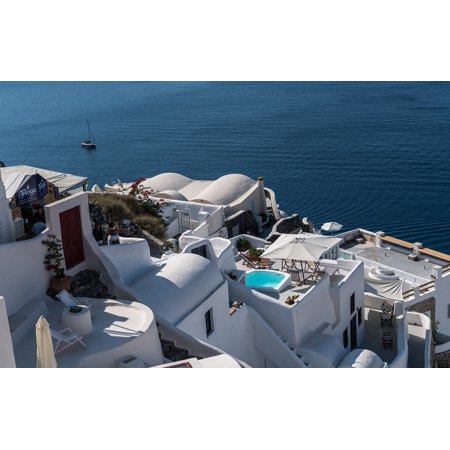 Canvas Print Travel Island Summer Santorini Oia Greece Greek Stretched Canvas 10 x (Best Month To Travel To Santorini Greece)