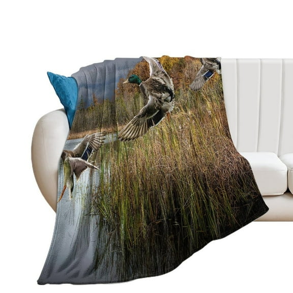 Mallard Duck Drake Duck Flying Duck Hunting Duck Lake Michigan Waterfowl Art Nature Scenery Still Li Luxury Flannel Blanket - Super Soft Anti-Static Plush Warm Blanket for Sofa Bed - Extra Large Cozy