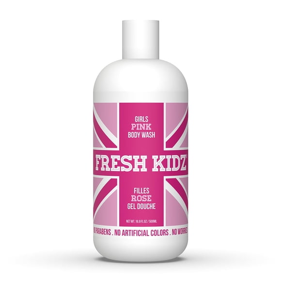 Fresh Kidz Body Wash para niños y adolescentes - Limpiador suave para baño y ducha para todo tipo de piel - Niñas Rosa 16.9 Fl.Oz.