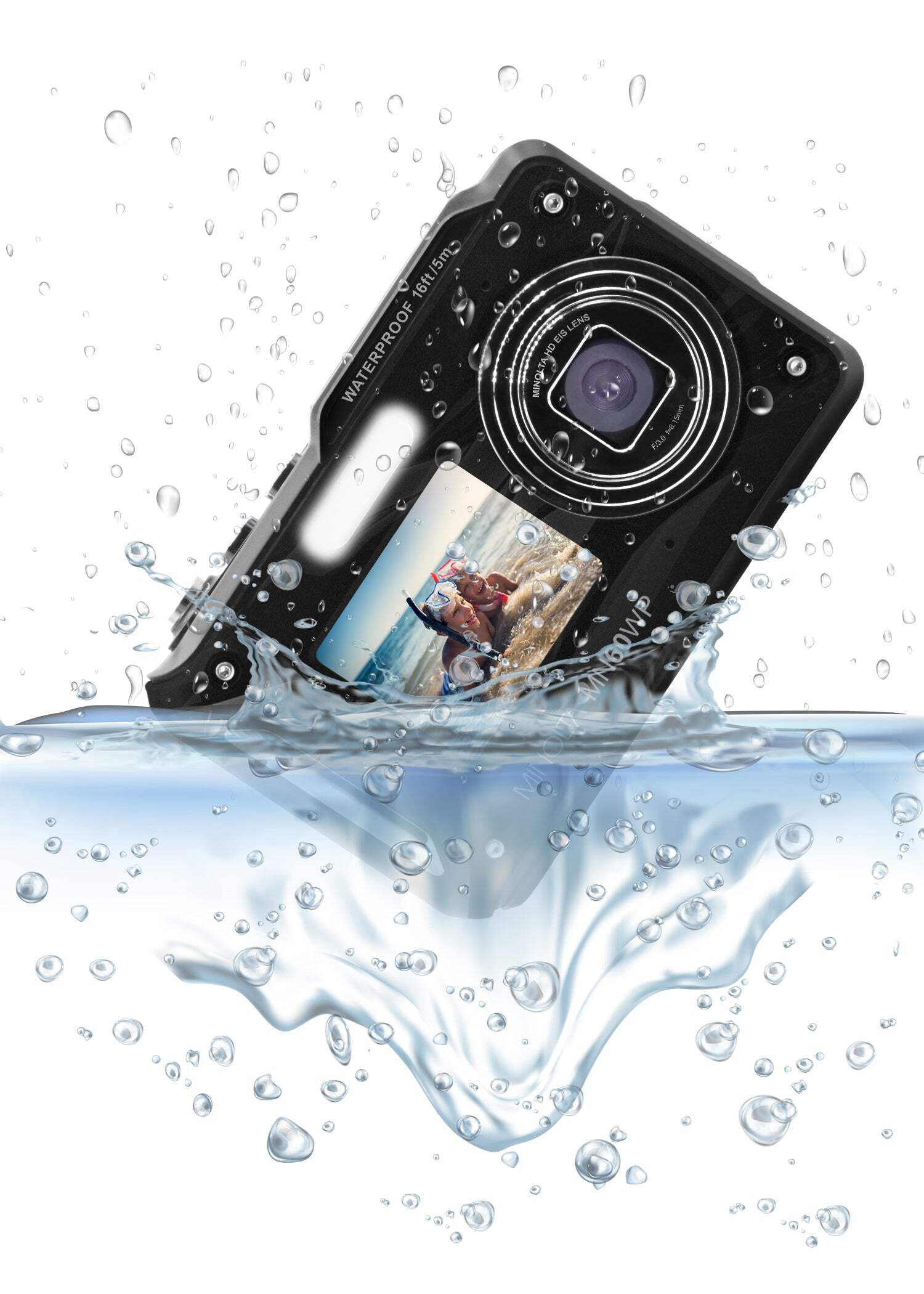 Minolta MN60WP-M MN60WP 48 MP 4K Ultra HD Waterproof Camera with Wi-Fi & Dual LCD - Magenta