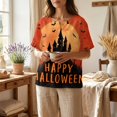 thumbnail image 4 of Halloween Shirts for Women Bat Skeleton Loose Fit Henley Casual Blouse Spider Print Short Sleeve Fall Scary Tees L, 4 of 7