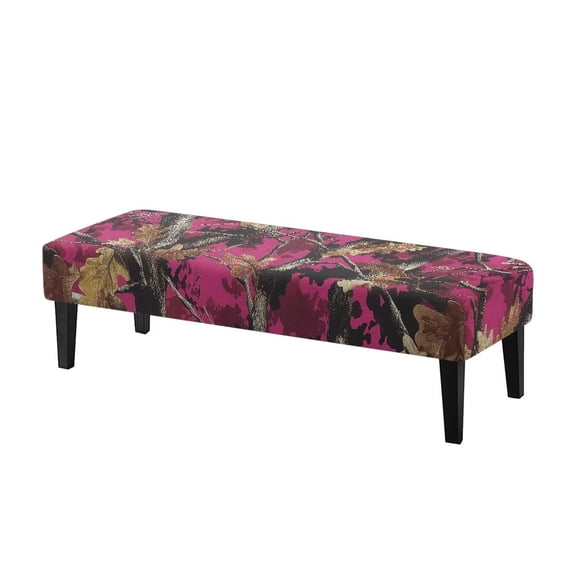Yuyamidu Pink Stretch Dining Bench Cover Camo Branch Removable Bench Slipcover with Elastic Edge Easy to Install Rectangle Seat Protector Gift for Holiday
