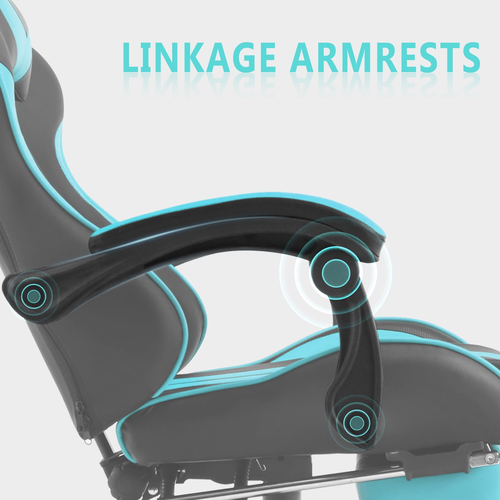 Luxvie Gaming Chair with Footrest High Back Computer Office Gamer Chair with Massage and Headrest Lumbar Support Swivel Seat Ergonomic Game Chair for Adults, NavyBlue