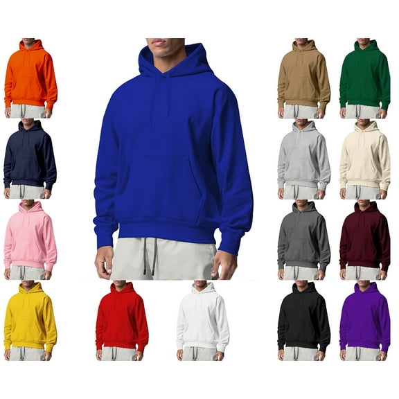 Afuyipoi Hoodie For Men Fleece Lined, Casual Pullover Tops Casual Long Sleeve Hooded Sweatshirts Blue L