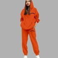 thumbnail image 2 of sususu Two Piece Sets for Women,Fashion Clothing Women's Casual Hooded Tracksuit Set Printed Lettering Drawstring Jogger Pants Comfortable Athletic Wear Outfit For Daily Life - Orange, 2 of 4