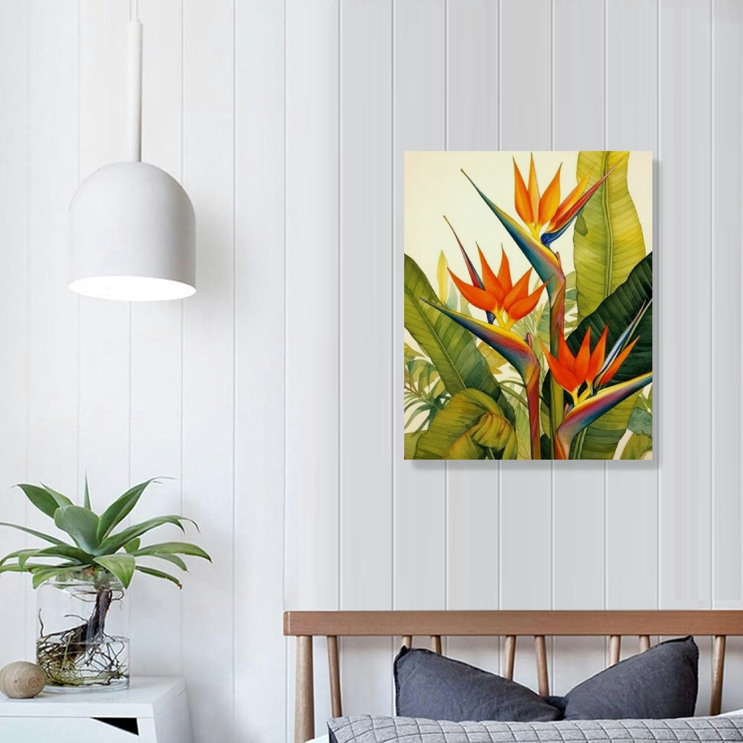 EastSmooth Tropical Bird of Paradise Canvas Wall Art Print, Tropical Artwork
