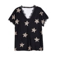 thumbnail image 6 of Wisremt Womens Summer V Neck Lace Trim Star Printed Short Sleeve Tops Casual Loose Blouse T Shirts, 6 of 12