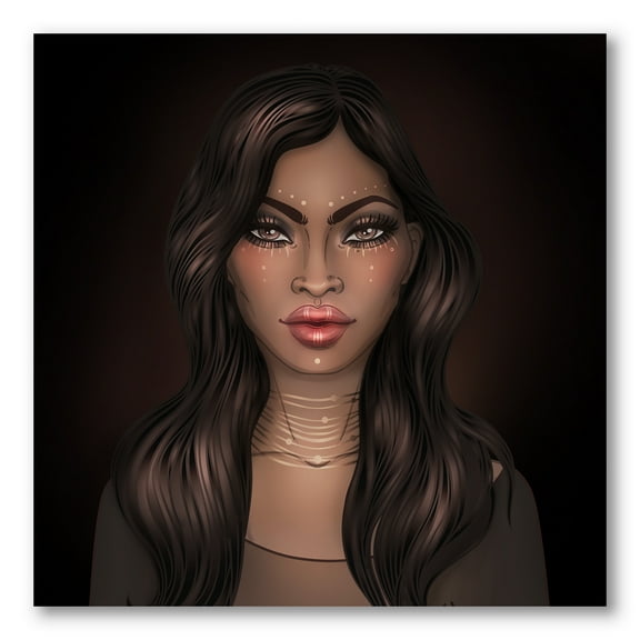 Designart ' Portrait of Afro American Woman IV ' Modern Canvas Wall Art Print