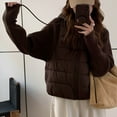thumbnail image 5 of DPTALR George Women's Fashion Solid Color Stand-up Collar Padded Oversize Cardigan Down Coat,Brown,Size M, 5 of 7