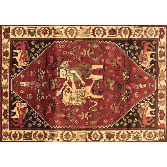 Ahgly Company Indoor Rectangle Animal Brown Traditional Area Rugs, 7' x 9'