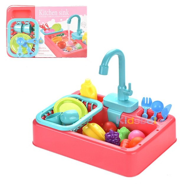 Juguetes de cocina de simulación para niños, lavavajillas eléctrico, juego de simulación, Mini cocina, comida, juguetes educativos de verano, juegos de rol, Juguetes Para niñas heqiyong LED