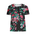 thumbnail image 4 of Tops de Ajuste Suelto para las Mujeres Impreso Manga Corta Suéter Camiseta Cuello Redondo Blusa Casual, Top de Moda para el Uso Diario Y las Salidas, 4 of 6