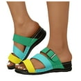 thumbnail image 1 of Mepaouo Womens Slide Sandals Arch Support Low Wedge Summer Beach Shoes Slip on Walking Slippers, 1 of 7