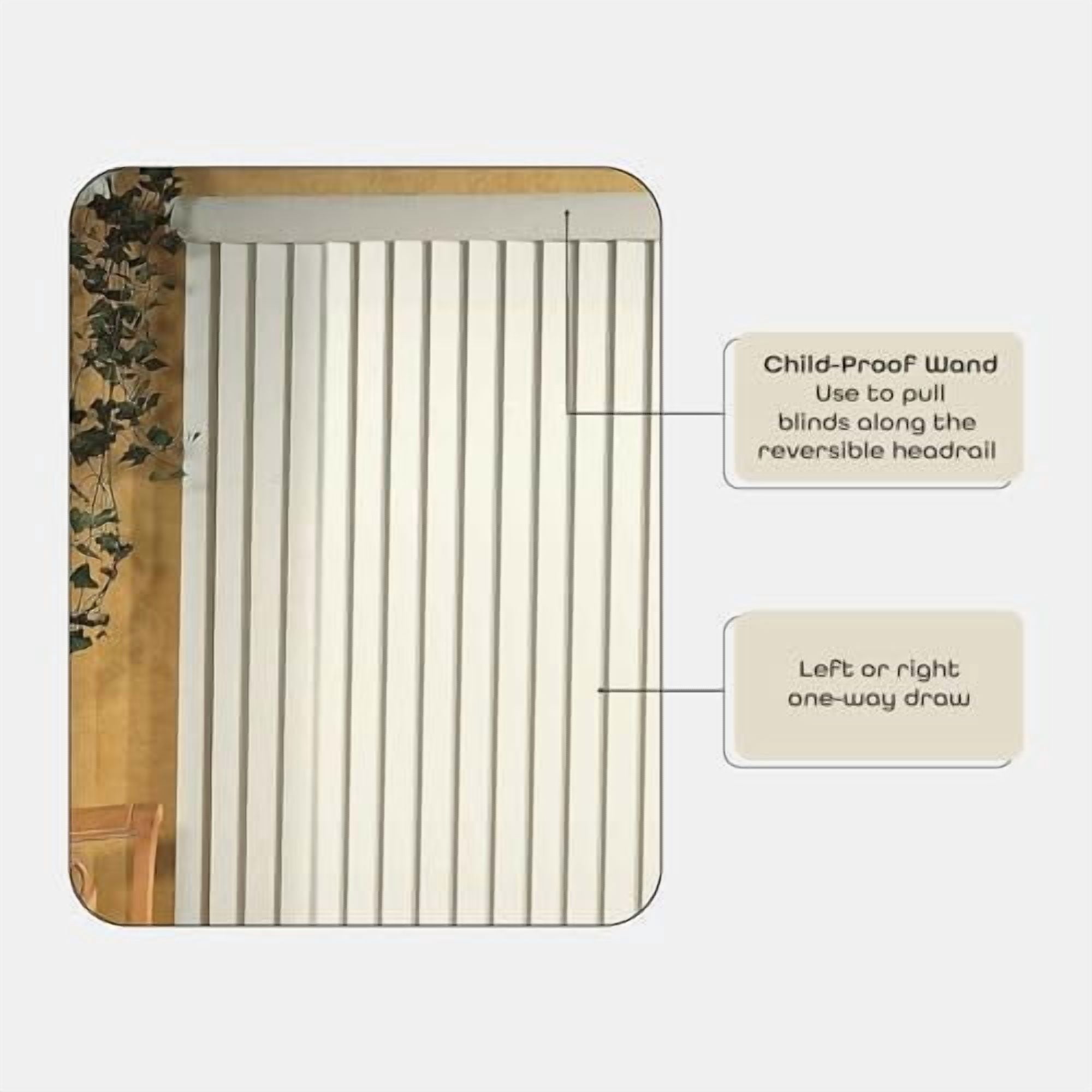 Vertical Hard Window Patio Blinds - Alabaster, 84" L x 78" W Ribbed & 3-1/2-Inch Vane - Easy Installation for All Patio Doors, Hardware Included - Aluminum Track for Durability, An