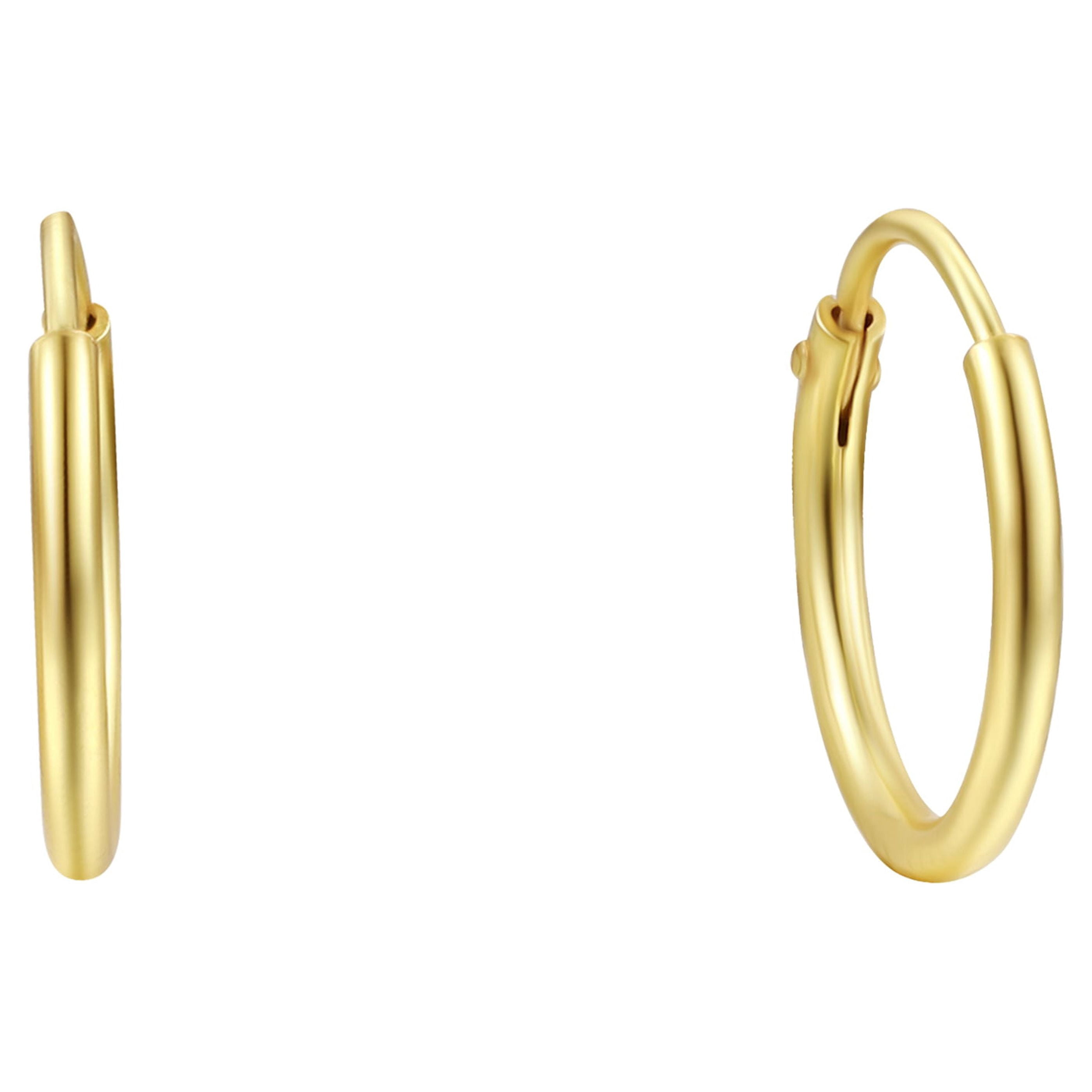 Brilliance Fine Jewelry 3 Tone Hoop Earring Set in 14K Rose Gold/Gold Plated Sterling Silver 12MM