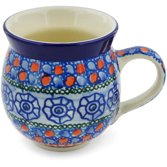 Polish Pottery Bubble Mug 12oz Polmedia Midnight Tango Theme UNIKAT Hand Painted in Boleslawiec, Poland   Certificate of Authenticity