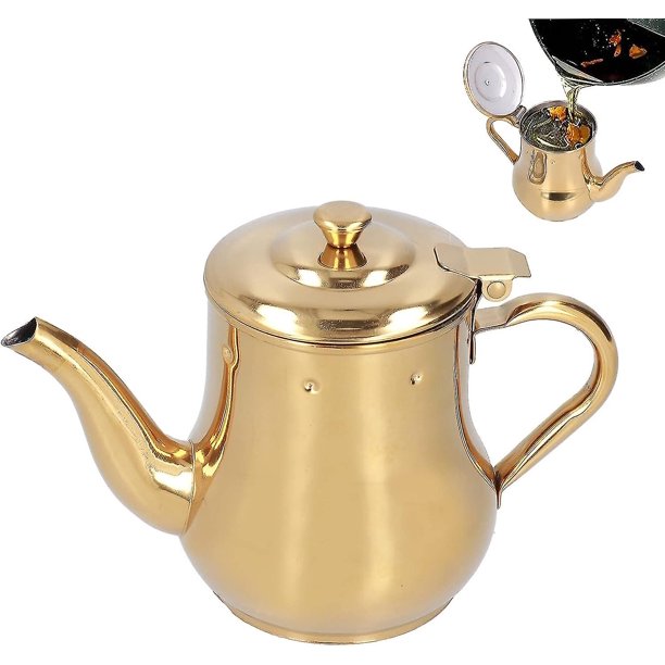 Olla de aceite de acero inoxidable con filtro - Acero inoxidable apto para uso alimentario, fácil de verter, pico antigoteo, práctico y versátil