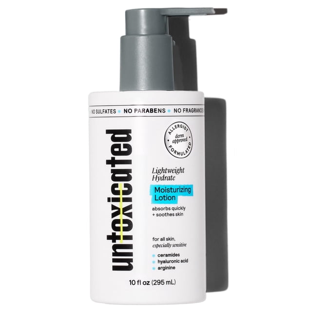 Loción hidratante no tóxica - Hidratante facial diario y loción corporal para piel sensible - Ceramidas y ácido hialurónico - Sin irritantes comunes - No comedogénico - Sin aceite - Sin fragancia - 10