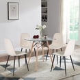 thumbnail image 3 of Juego de 4 Sillas de Comedor Beige HOMEMAKE FURNITURE Asiento de Felpa Tubo de Metal Escandinavo Minimalista, 3 of 7