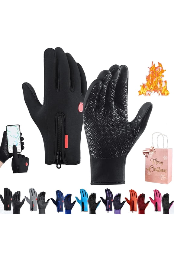 Unisex Waterproof & Windproof Thermal Non-Slip Gloves,Winter Warm Touchscreen Sports Glove Cold Weather for Outdoor Cycling(Black,Small)