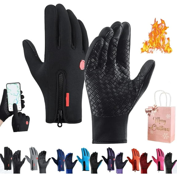Unisex Waterproof & Windproof Thermal Non-Slip Gloves,Winter Warm Touchscreen Sports Glove Cold Weather for Outdoor Cycling(Black,Small)