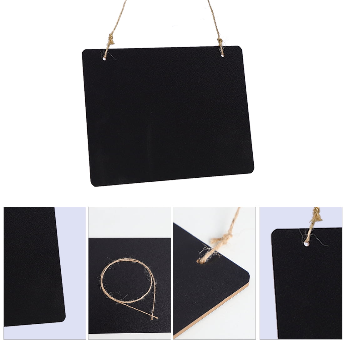 Unique Bargains Mini Chalkboards Sign with Hanging Rope Wood Rectangle Design