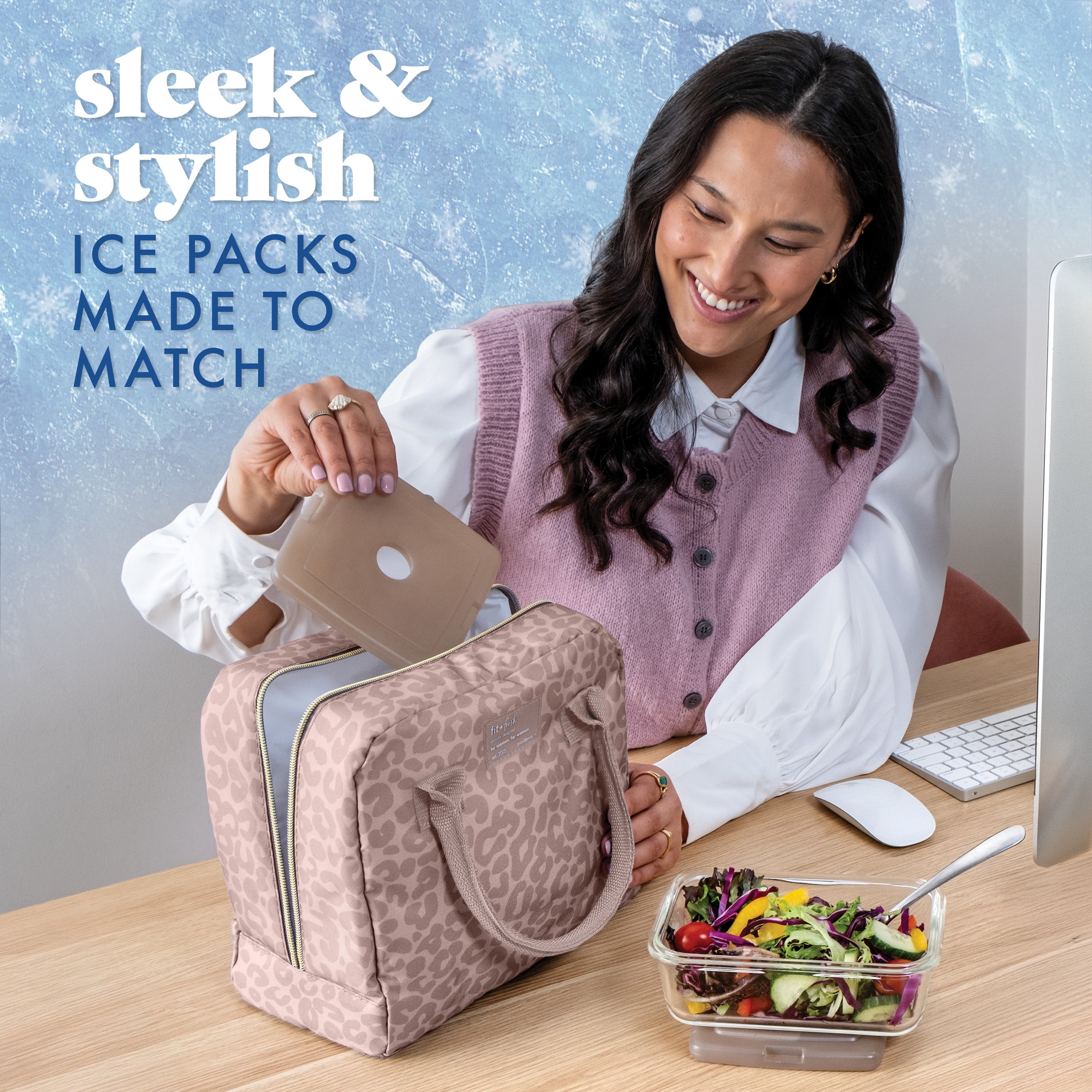Cool Coolers by Fit + Fresh Reusable Slim Ice Packs for Lunch Bags & Coolers, Taupe, 4pk