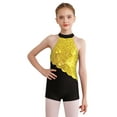 thumbnail image 1 of Yruioon Combinaison Courte à Sequins pour Filles, Col Halter, Justaucorps de Danse Jazz Latin, Jaune 14, 1 of 6