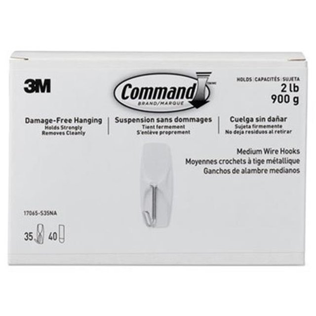 3M 17065S35NA General Purpose Wire Hooks - Medium, 35 Per Pack
