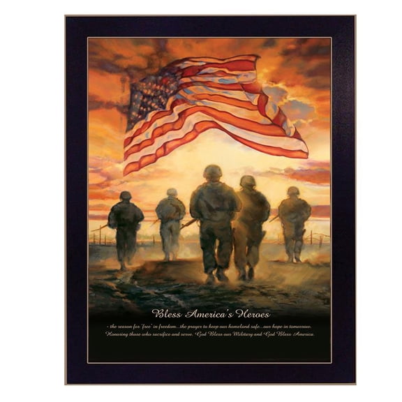 Bless Americas Heroes By Bonnie Mohr Printed Wall Art Wood Multi-Color
