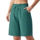 thumbnail image 1 of Pantalones Elásticos de la Cintura para las Mujeres de la Moda de Verano Sólido Medio Pantalones Cortos, Poliéster Casual, 1 of 6