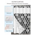 thumbnail image 2 of No Hook Cloth Fabric Shower Curtain with Snap in Liner, Black Morocco Waterproof Shower Curtains Set with See Through Top Window, Retro Geometric Grey Ethnic Tribal Art Bath Curtains Shower 36"x72", 2 of 6