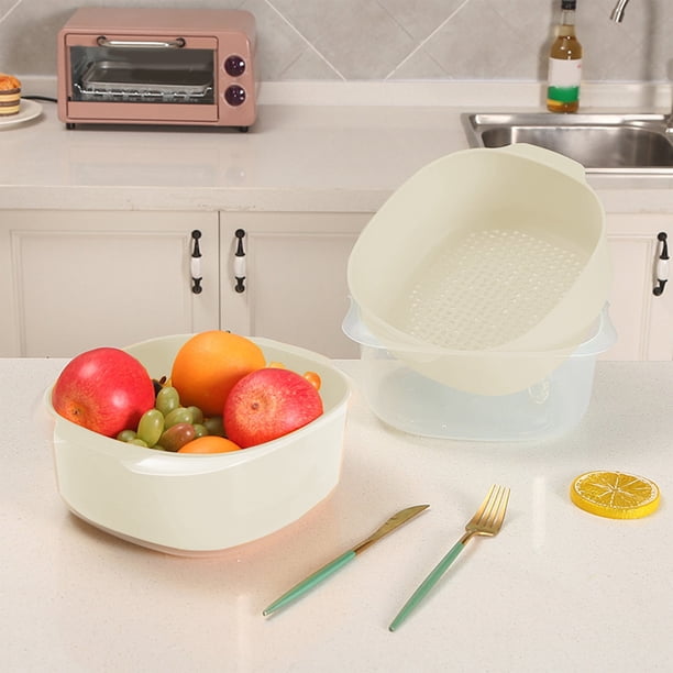 Utensilios de cocina, cesta coladora para lavar verduras y frutas, cesta coladora multifuncional para lavar verduras y recipiente para remojar, cesta escurridora para frutero.