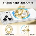 thumbnail image 2 of VENINGO Magnetic Phone Ring Holder for Mag-Safe, Cute Glitter Magnet Finger Ring Grip Stand Holder, Fit for iPhone 17 16 15 14 13 12, Pro, Pro Max, Plus, Mag-Safe Accessories, Gold, 2 of 8