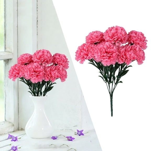 1pcs 7 Heads Artificial Carnation Flowers, Faux Silk Flower for Home Decor, Dark Pink