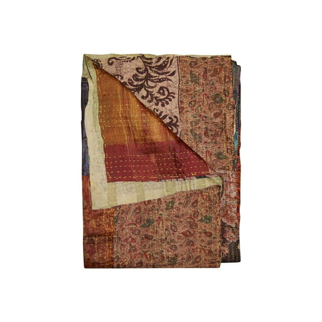 JETÉ EN SOIE RÉTRO KANTHA 50"X70"