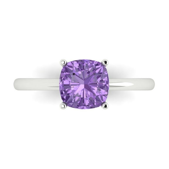 Solitaire Engagement Ring for Women - 2ct Simulated Alexandrite in 18K White Gold Promise Ring