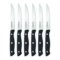 Farberware 6-Piece Stamped Triple Rivet Stainless Steel Steak Knife Set in Black