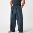 thumbnail image 5 of SAWOBUUN Mens Wide Leg Pleated Dress Pants Elastic Waist Loose Fit Trousers Comfortable Business Casual Pants, 5 of 5